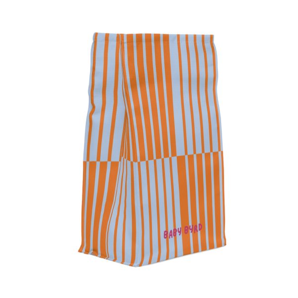 Multicolor Blue & Orange Striped Insulated Lunch Bag– Fold Over Tote with Magnetic Closure