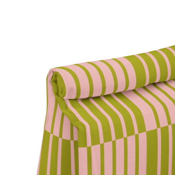 Multicolor Light Pink & Green Striped Insulated Lunch Bag– Fold Over Tote with Magnetic Closure - Image 4