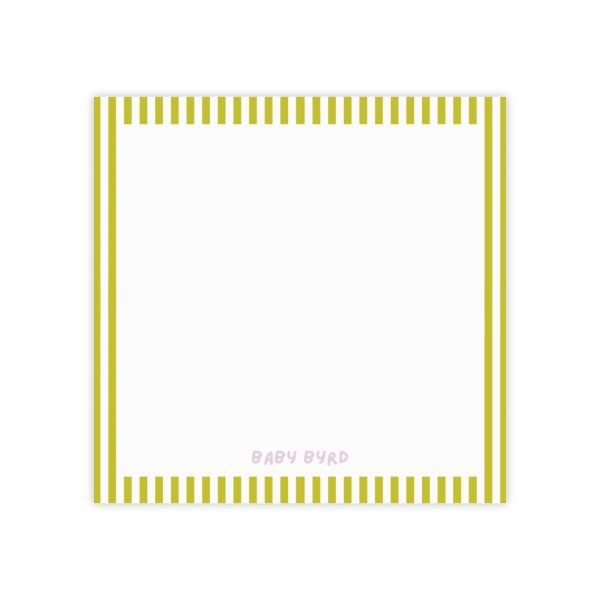 Post-it® Note Pads– Green & White Striped, Aesthetic Stationery for Desk or School