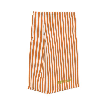 Orange & White Striped Insulated Lunch Bag– Fold Over Tote with Magnetic Closure
