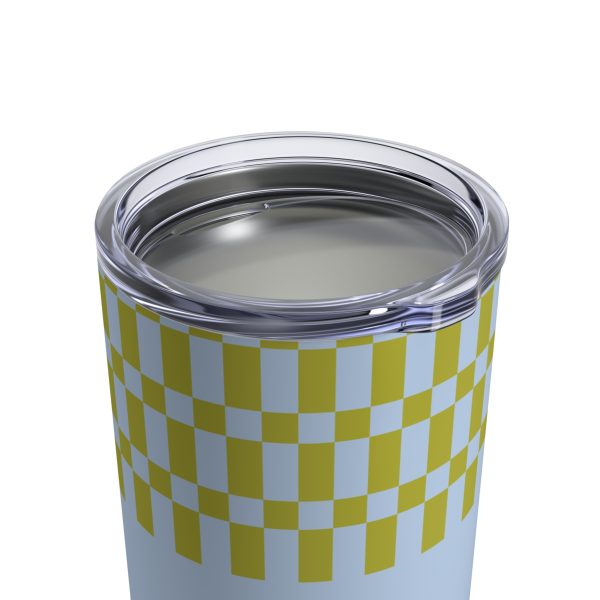 10oz Travel Tumbler– Green & Blue Checkered Stainless Steel Coffee Cup, Hot Cold Insulated Drinkware - Image 4
