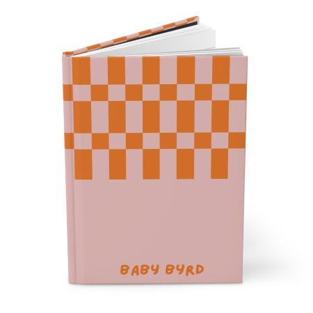 Lined Journal– Light Pink & Orange Checkered Hardcover Notebook, Born to Be Fly Collection