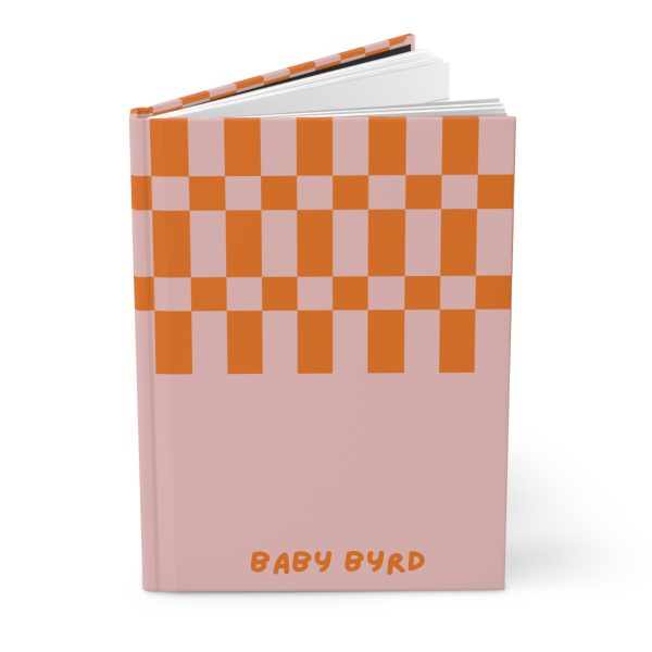 Lined Journal– Light Pink & Orange Checkered Hardcover Notebook, Born to Be Fly Collection