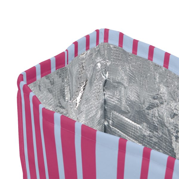 Multicolor Purple & Pink Striped Insulated Lunch Bag– Fold Over Tote with Magnetic Closure - Image 3