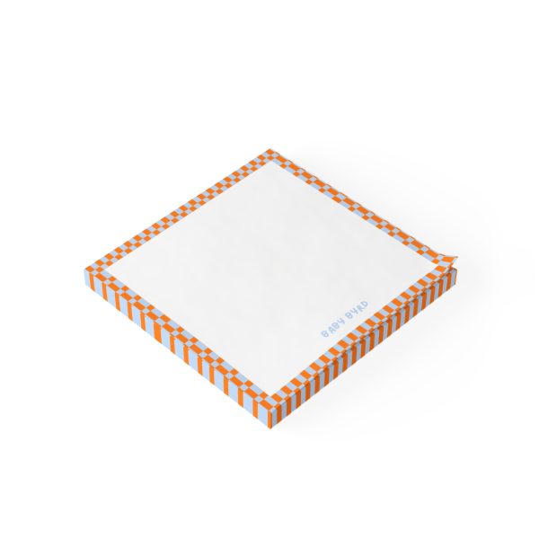 Post-it® Note Pads– Orange & Blue Checkered, Aesthetic Stationery for Desk or School - Image 2