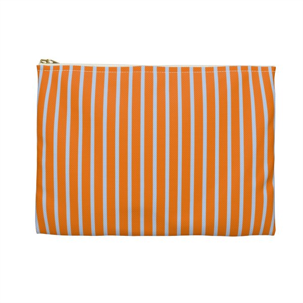 Striped Accessory Pouch– Blue & Orange Zipper Bag for Makeup, Travel, or School Supplies - Image 2