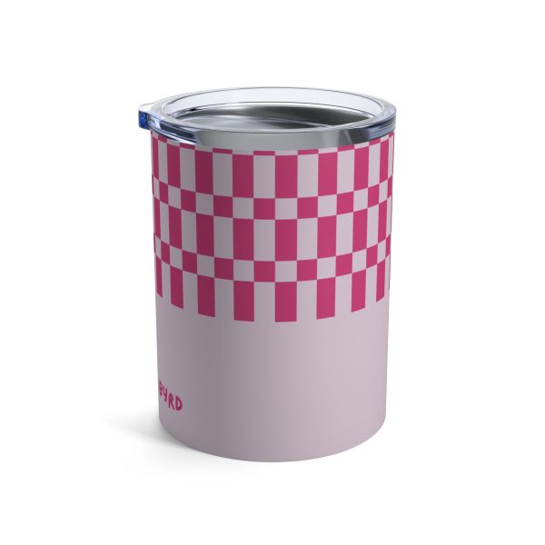 10oz Travel Tumbler– Pink & Purple Checkered Stainless Steel Coffee Cup, Hot Cold Insulated Drinkware - Image 2