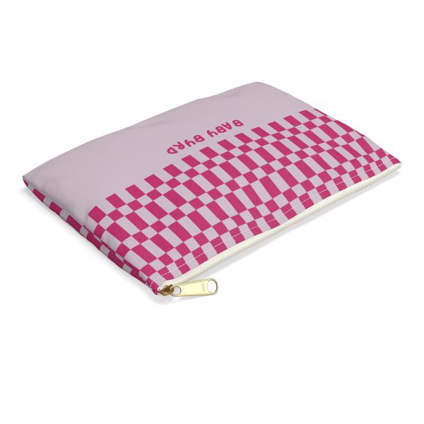 Checkered Accessory Pouch– Purple & Pink Zipper Bag for Makeup, Travel, or School Supplies - Image 4