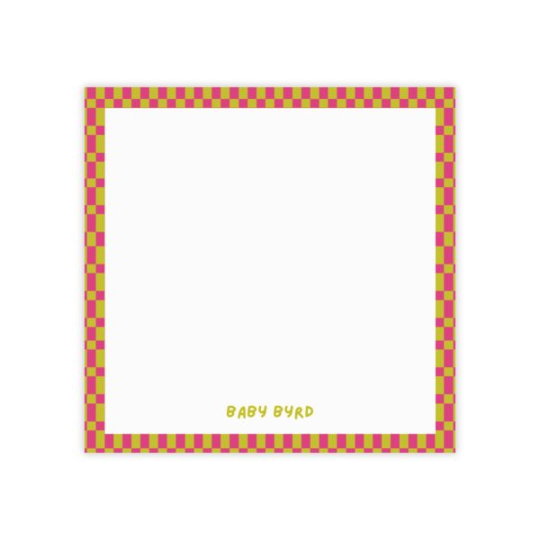 Post-it® Note Pads– Green & Pink Checkered, Aesthetic Stationery for Desk or School