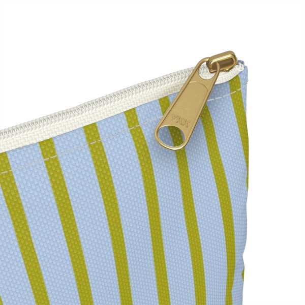 Striped Accessory Pouch– Blue & Green Zipper Bag for Makeup, Travel, or School Supplies - Image 3