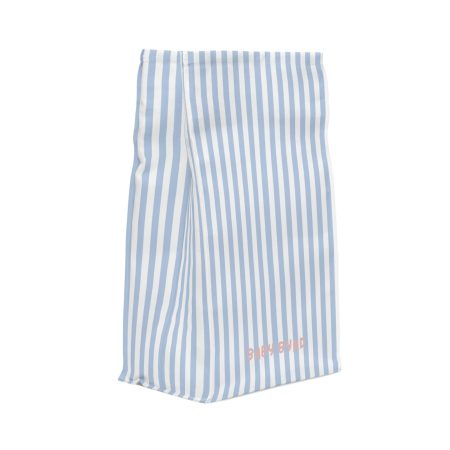 Blue & White Striped Insulated Lunch Bag– Fold Over Tote with Magnetic Closure