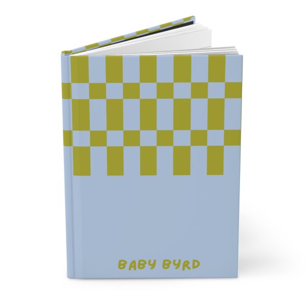 Lined Journal– Green & Blue Checkered Hardcover Notebook, Born to Be Fly Collection