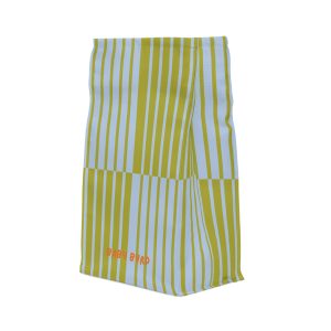 Multicolor Blue & Green Striped Insulated Lunch Bag— Water Resistant Fold Over Tote with Magnetic Closure, Reusable Cute Lunch Box