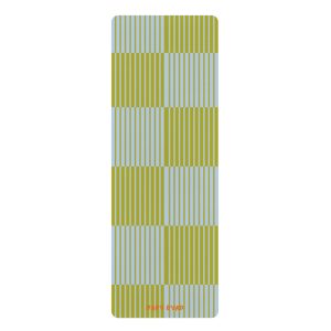 Multicolor Blue & Green Striped Yoga Mat— Non-Slip Rubber Bottom, Aesthetic Exercise Workout Mat for Yoga, Pilates, Fitness
