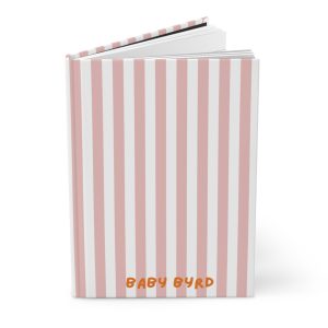 Lined Journal– Light Pink & White Striped Hardcover Notebook, Matte Finish