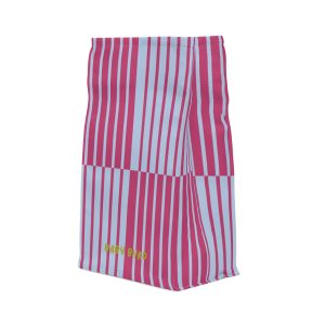 Multicolor Purple & Pink Striped Insulated Lunch Bag– Water Resistant Fold Over Tote with Magnetic Closure, Reusable Cute Lunch Box