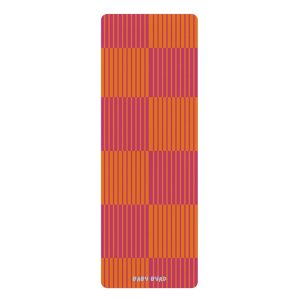 Multicolor Orange & Pink Striped Yoga Mat— Non-Slip Rubber Bottom, Aesthetic Exercise Workout Mat for Yoga, Pilates, Fitness