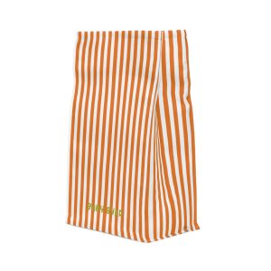 Orange & White Striped Insulated Lunch Bag— Water Resistant Fold Over Tote with Magnetic Closure, Reusable Cute Lunch Box
