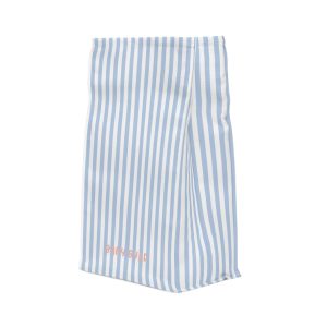 Blue & White Striped Insulated Lunch Bag– Water Resistant Fold Over Tote with Magnetic Closure, Reusable Cute Lunch Box