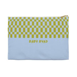 Checkered Accessory Pouch– Blue & Green Zipper Bag for Makeup, Travel, or School Supplies
