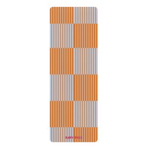 Multicolor Blue & Orange Striped Yoga Mat— Non-Slip Rubber Bottom, Aesthetic Exercise Workout Mat for Yoga, Pilates, Fitness