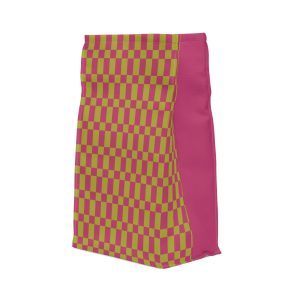 Pink & Green Checkered Insulated Lunch Bag– Water Resistant Fold Over Tote with Magnetic Closure, Reusable Cute Lunch Box