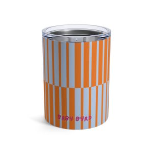 10oz Travel Tumbler– Blue & Orange Multicolor Striped Steel Coffee Cup, Hot Cold Insulated Drinkware