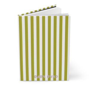 Lined Journal– Green & White Striped Hardcover Notebook, Matte Finish