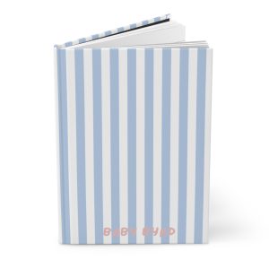 Lined Journal– Blue & White Striped Hardcover Notebook, Matte Finish