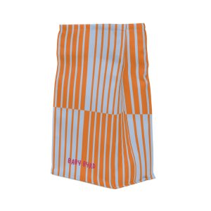 Multicolor Blue & Orange Striped Insulated Lunch Bag— Water Resistant Fold Over Tote with Magnetic Closure, Reusable Cute Lunch Box