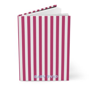 Lined Journal– Pink & White Striped Hardcover Notebook, Matte Finish