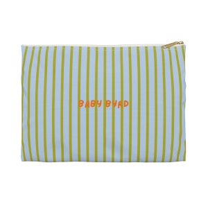 Striped Accessory Pouch– Blue & Green Zipper Bag for Makeup, Travel, or School Supplies