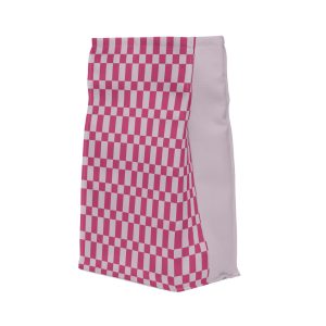 Pink & Purple Checkered Insulated Lunch Bag– Water Resistant Fold Over Tote with Magnetic Closure, Reusable Cute Lunch Box