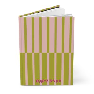 Lined Journal– Green & Pink Striped Hardcover Notebook, Matte Finish