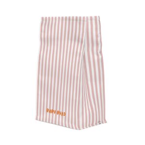 Light Pink & White Striped Insulated Lunch Bag— Water Resistant Fold Over Tote with Magnetic Closure, Reusable Cute Lunch Box