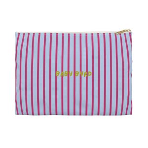 Striped Accessory Pouch— Blue & Pink Zipper Bag for Makeup, Travel, or School Supplies