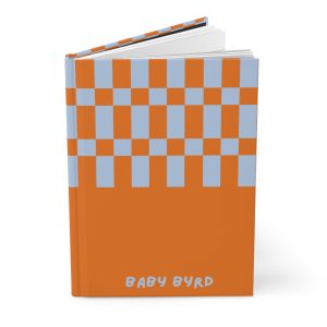 Lined Journal– Blue & Orange Checkered Hardcover Notebook, Matte Finish