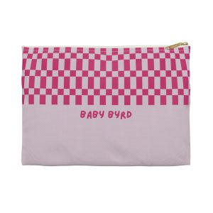 Checkered Accessory Pouch– Purple & Pink Zipper Bag for Makeup, Travel, or School Supplies