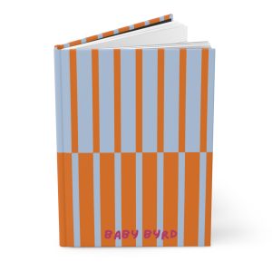 Lined Journal– Orange & Blue Striped Hardcover Notebook, Matte Finish